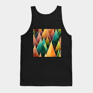 Christmas Tree Watercolor Geometric Design Tank Top